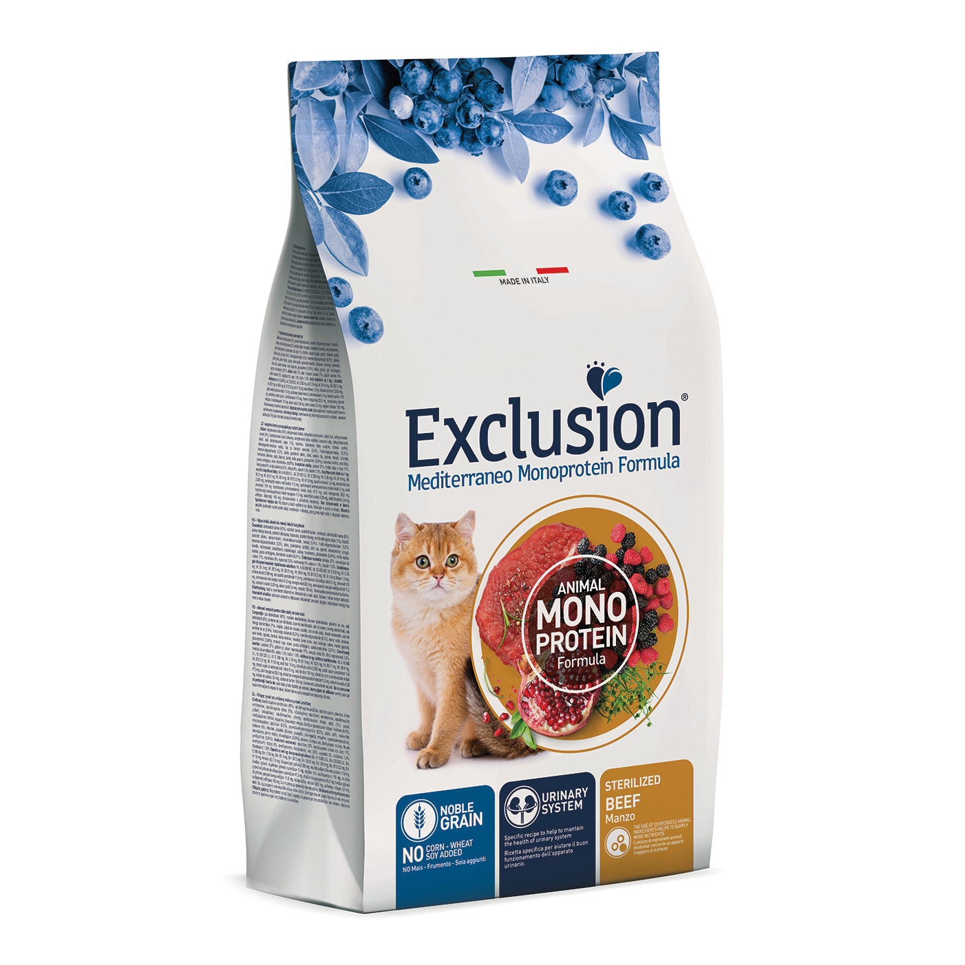 Exclusion Gatto Mediterraneo Adulto Sterilizzato Manzo 12 Kg