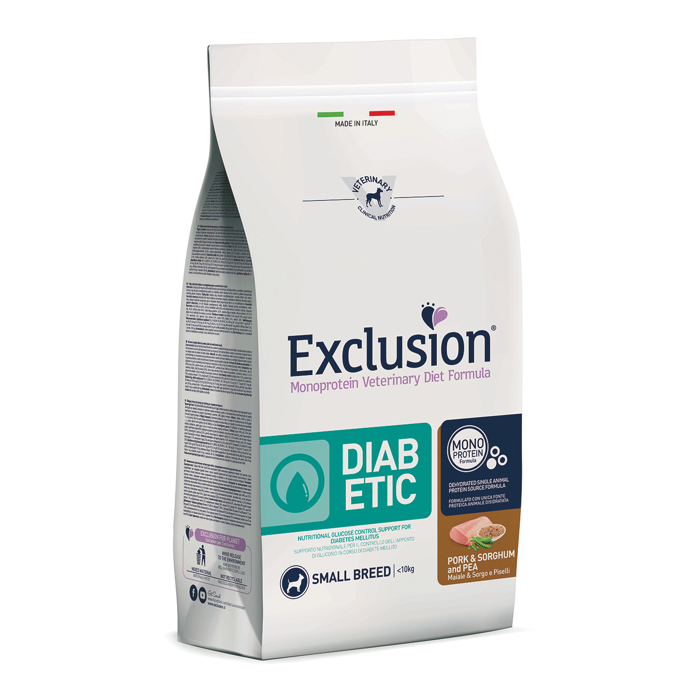 Exclusion Cane Diet Diabetic Adulto Small Maiale, Sorgo &amp; Piselli 2 Kg