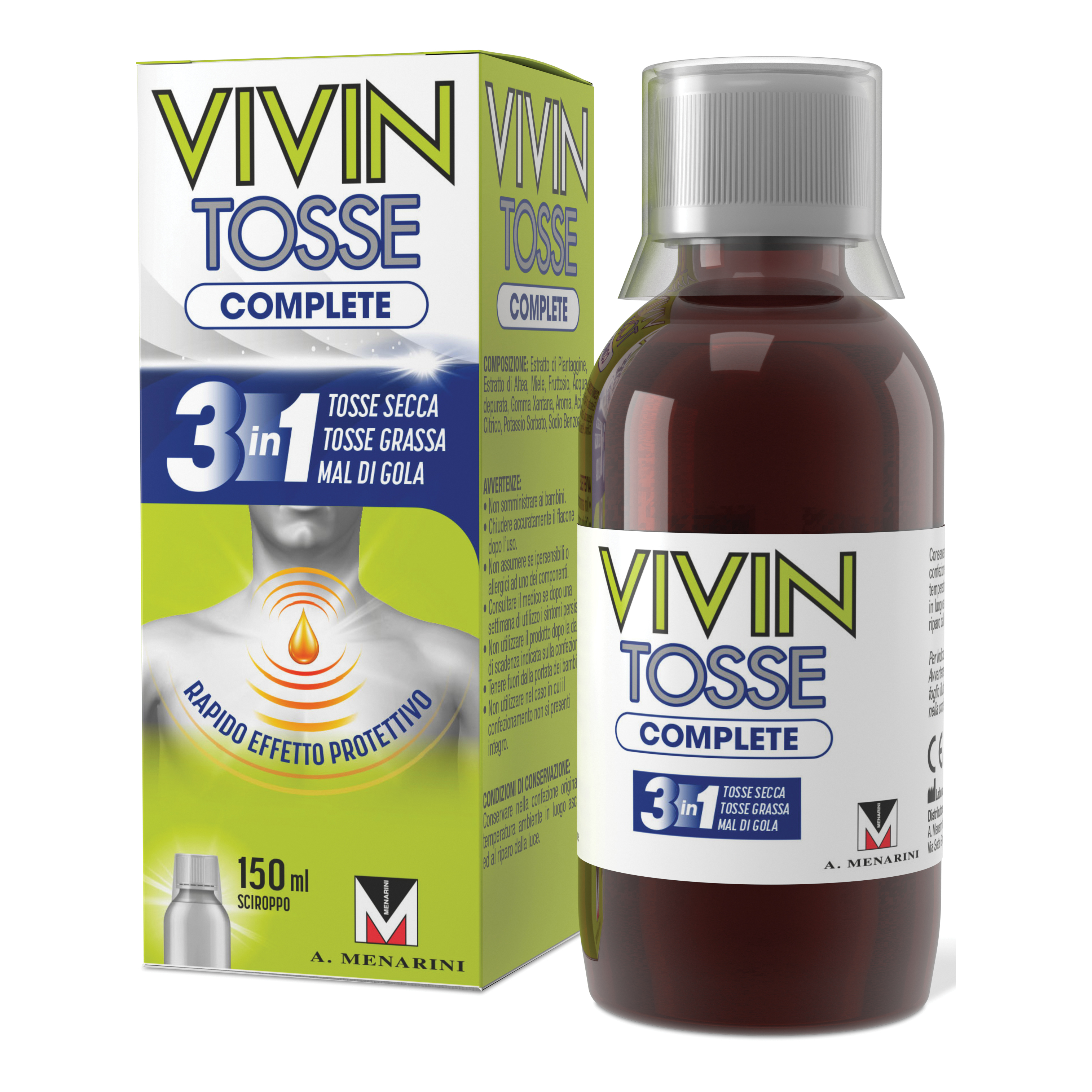 Vivin Tosse Complete 3in1 Tosse Secca Grassa Mal Di Gola Sciroppo 150 ml