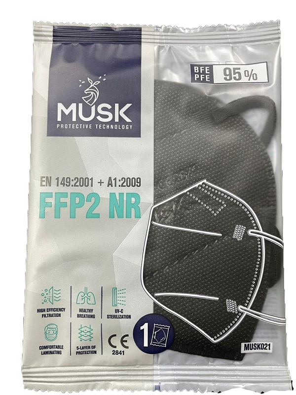 Mascherina Ffp2 Nera Musk 10pezzi