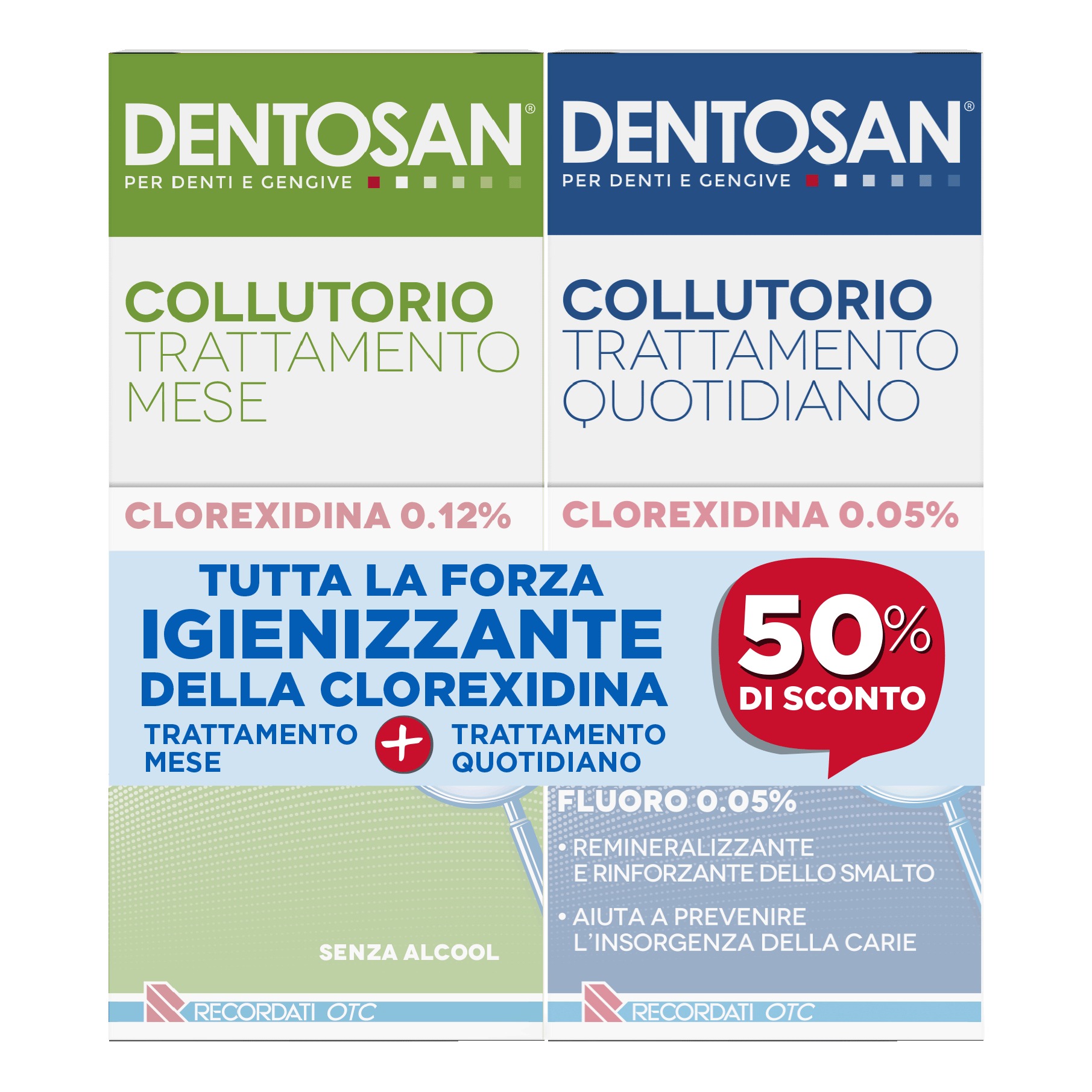 Dentosan collutorio bipack 0,12% mese 200 ml + 0,05% quotidiano 200 ml