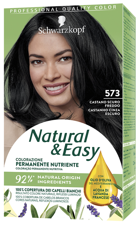 SCHWARZKOPF - Natural & Easy - Colorazione Permanente N. 573 Castano scuro freddo