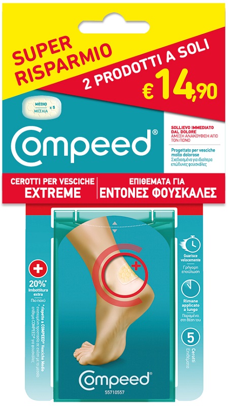Bipacco Compeed Cerotti Per Vesciche Extreme 5 Pezzi + 5 Pezzi