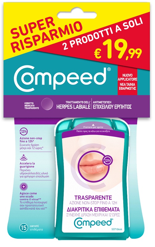 Bipacco compeed trattamento dell'herpes labiale 15 pezzi + 15 pezzi
