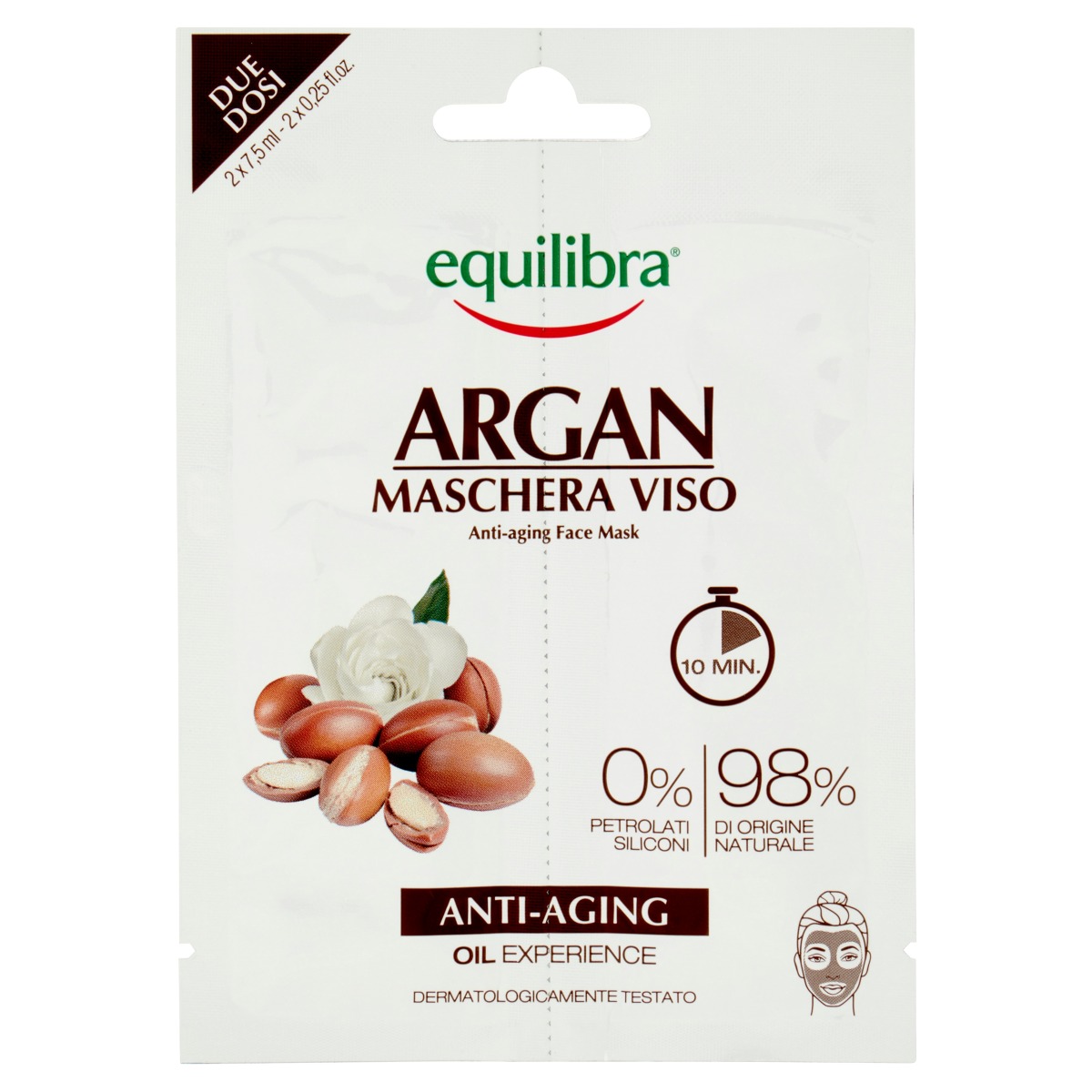 EQUILIBRA - Argan - maschera viso anti age bidose 15 ml