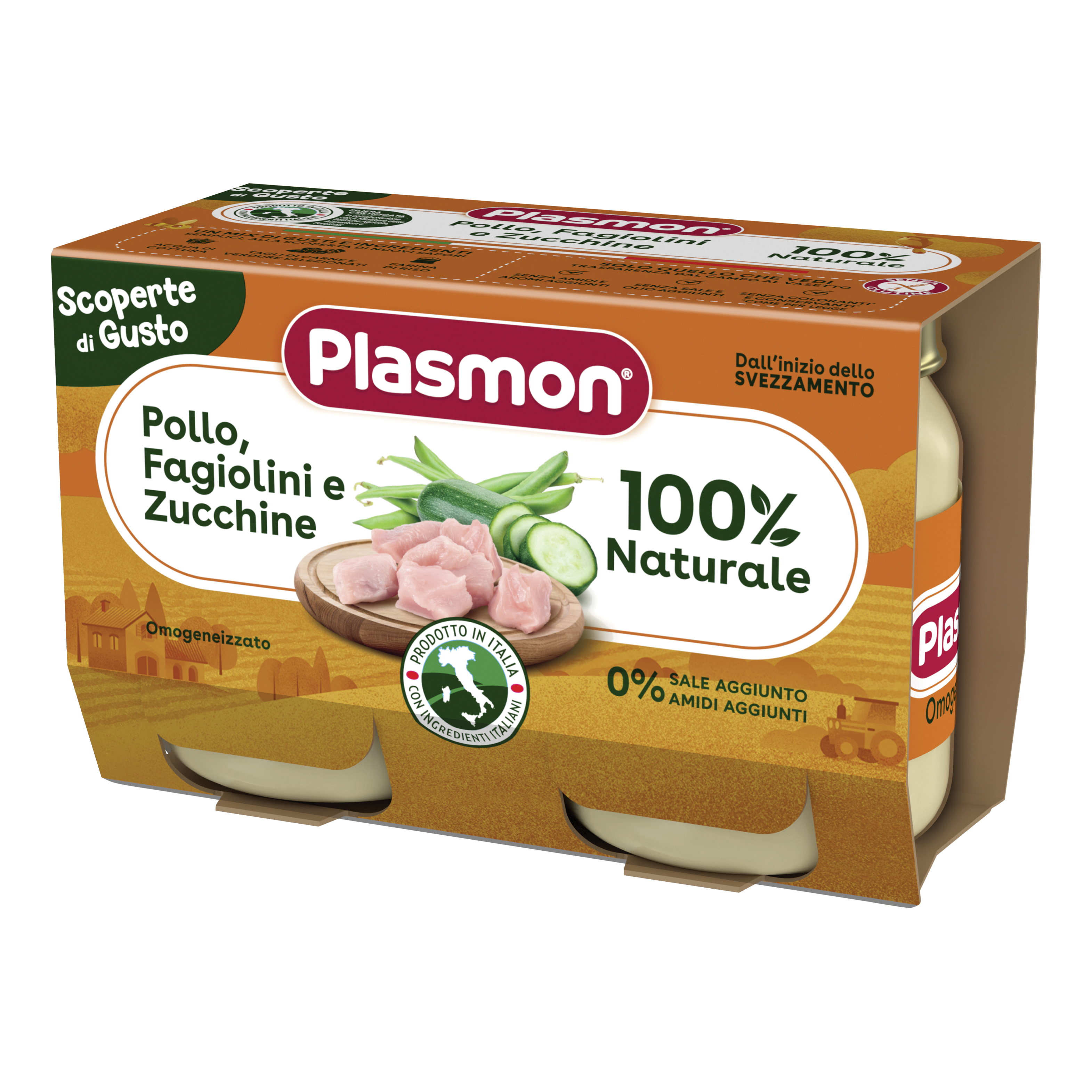 Plasmon omogeneizzati pollo fagiolini zucchine 2 pezzi da 120 g