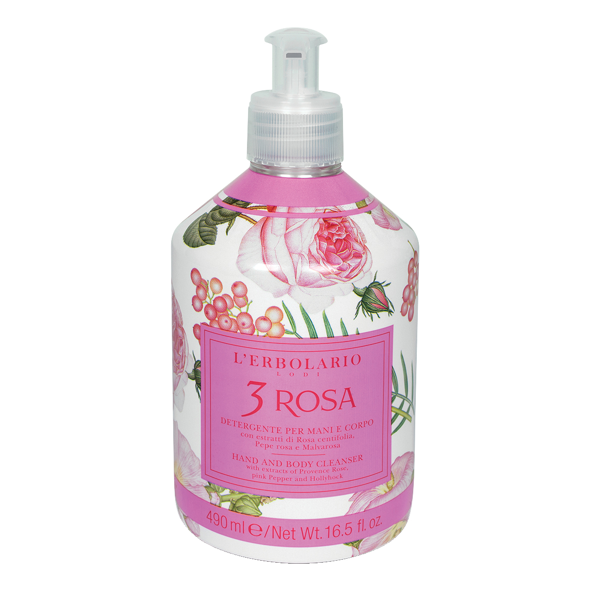 L'erbolario Srl 3 Rosa Foglie Detergente Per Mani E Corpo 490 Ml Edizione Limitata