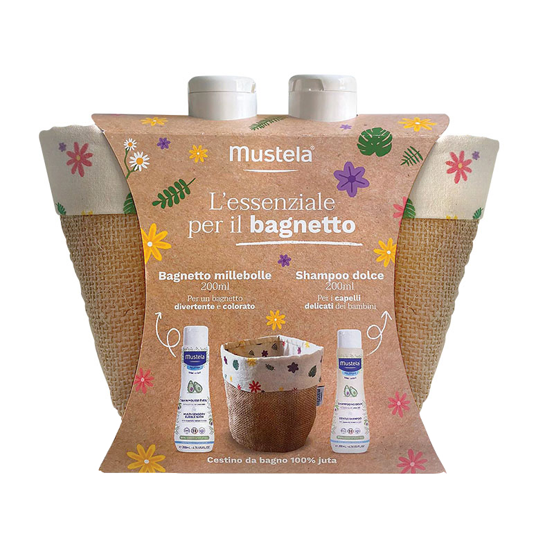 Mustela cofanetto bagnetto turbante detergente delicato 200 ml + shampoo dolce 200 ml