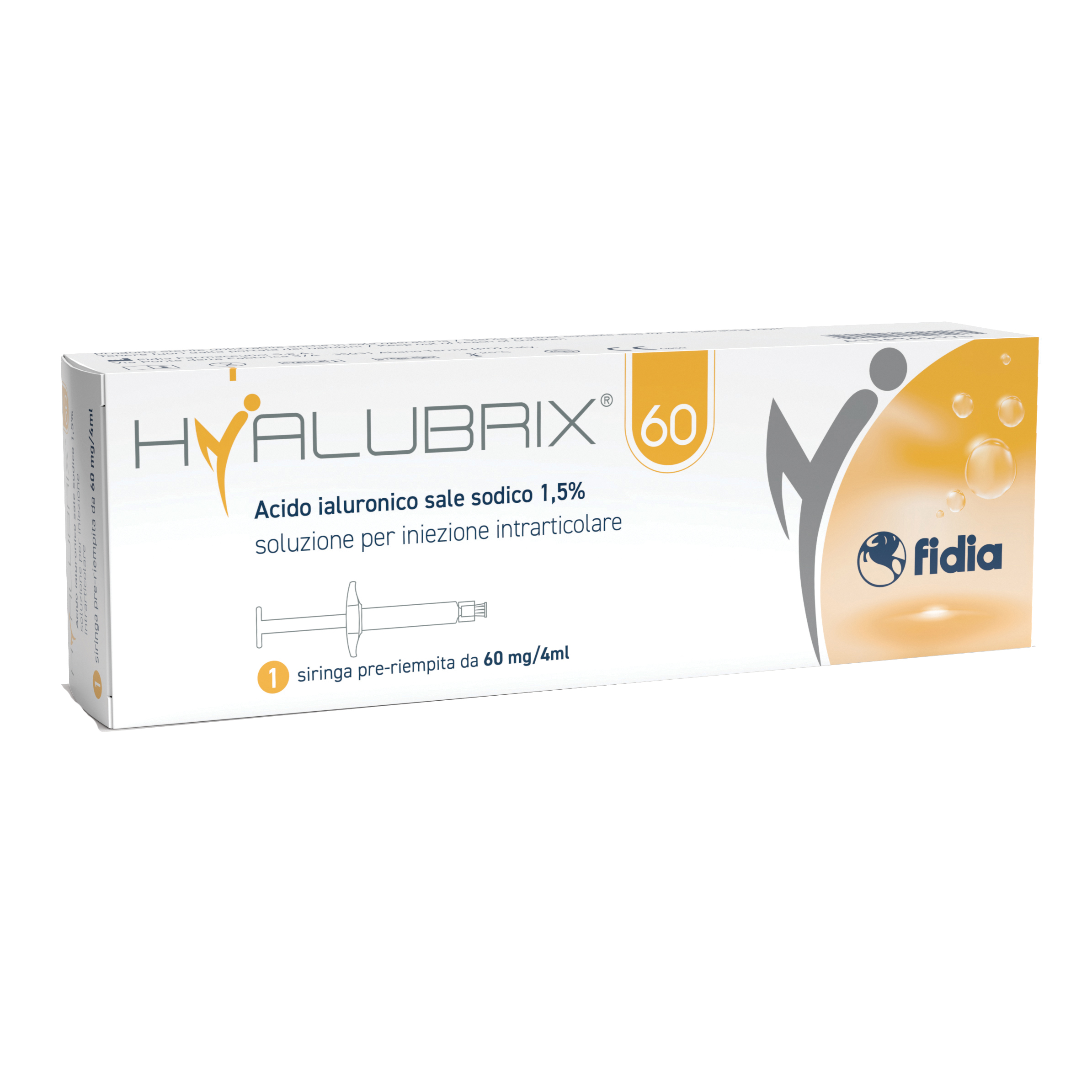 Siringa intra-articolare hyalubrix 60 acido ialuronico 1,5% 60 mg 4 ml no eto