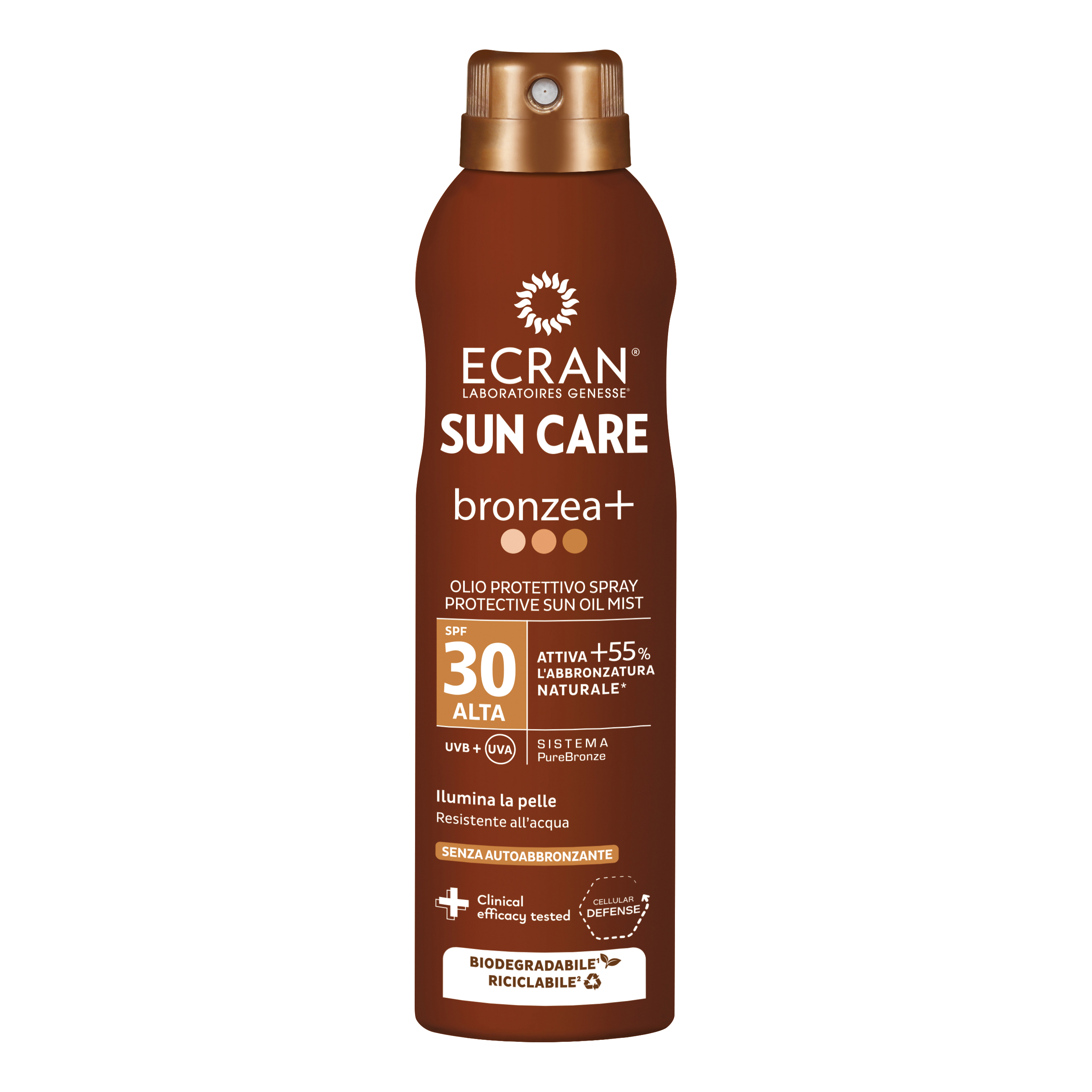 Ecran olio spray aerosol bronzea+ spf30 alta 250 ml