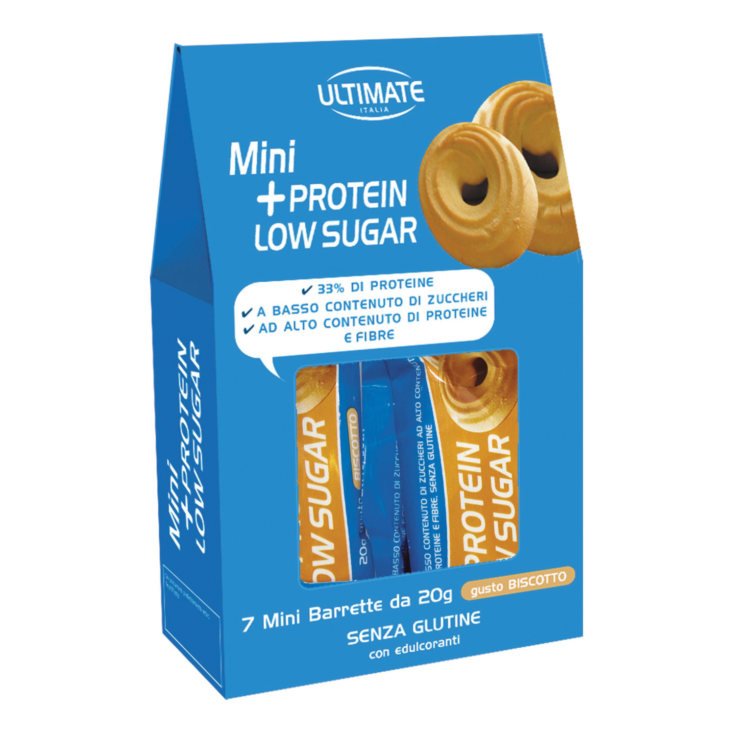 Ultimate mini +protein low sugar biscotto 7 pezzi da 20 g