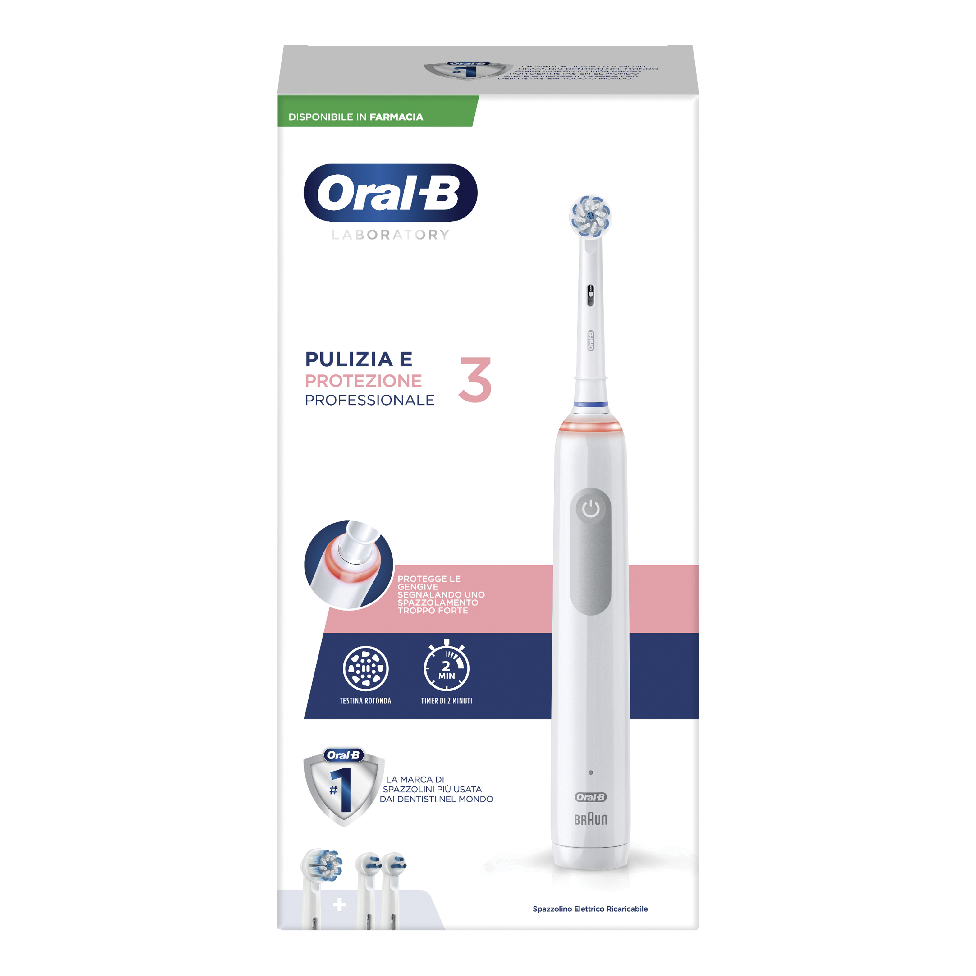 Oral-b pro 3 laboratory spazzolino elettrico + 2 refill