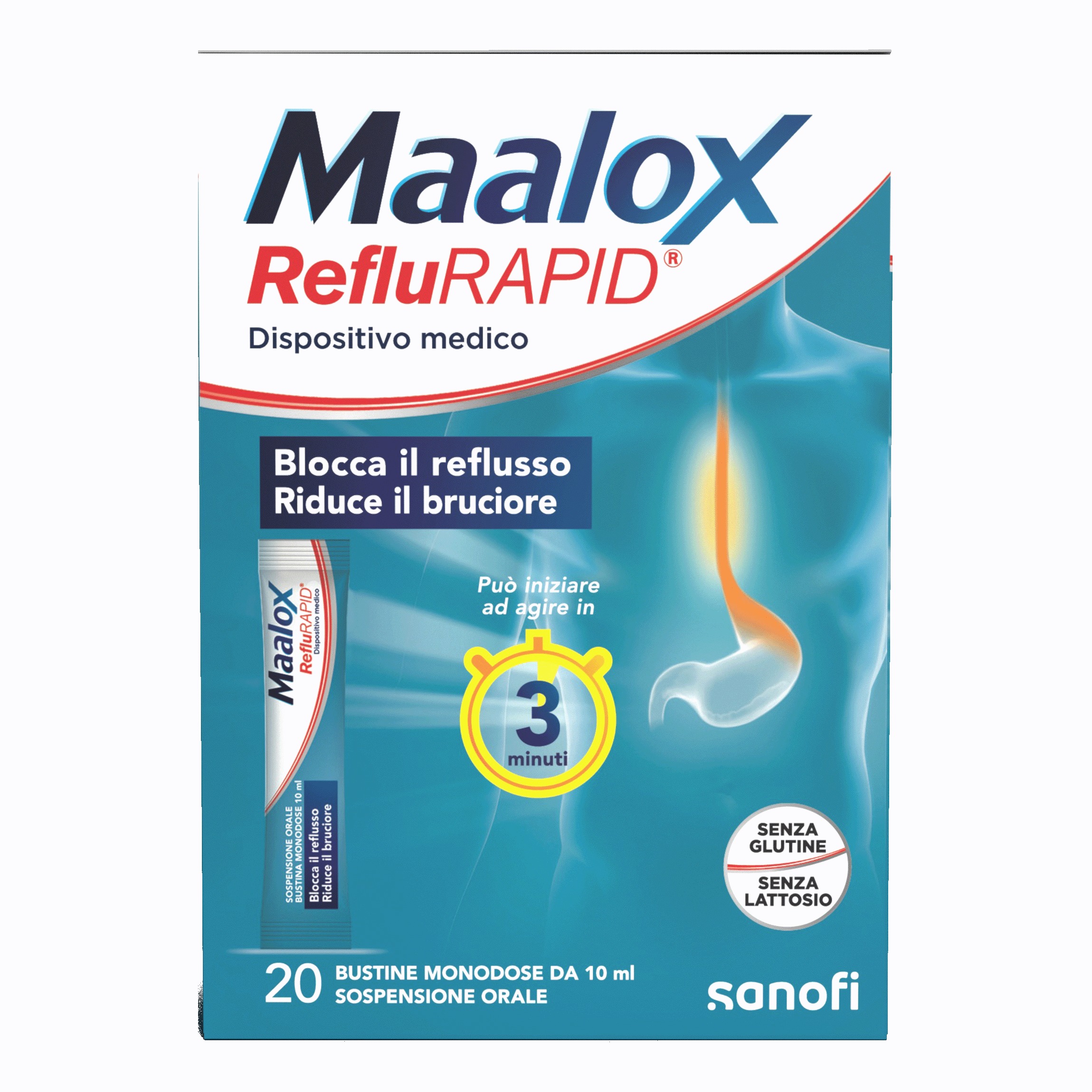 Maalox reflurapid 20 bustine da 10 ml taglio prezzo
