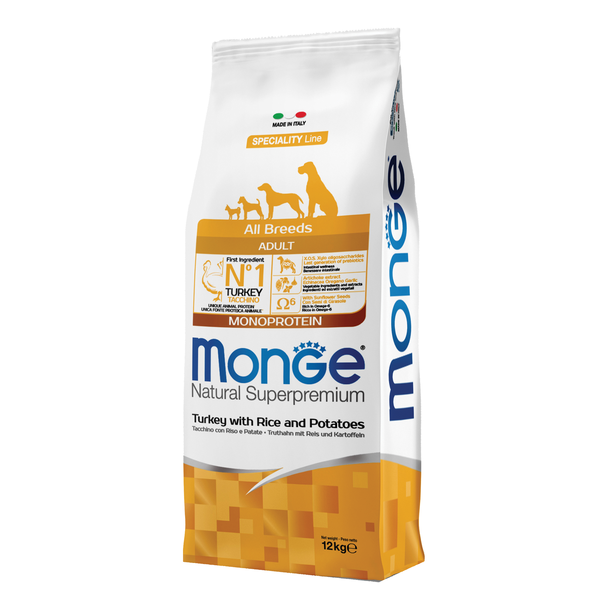 Monge Cane Natural Superpremium Adulto All Breeds Tacchino, Riso &amp; Patate 12 Kg