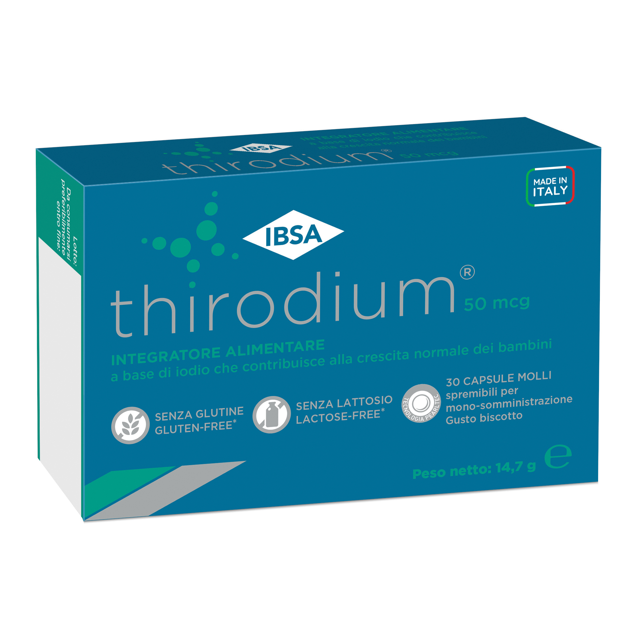 Thirodium 50mcg 30 capsule molli spremibili per monosomministrazione gusto biscotto