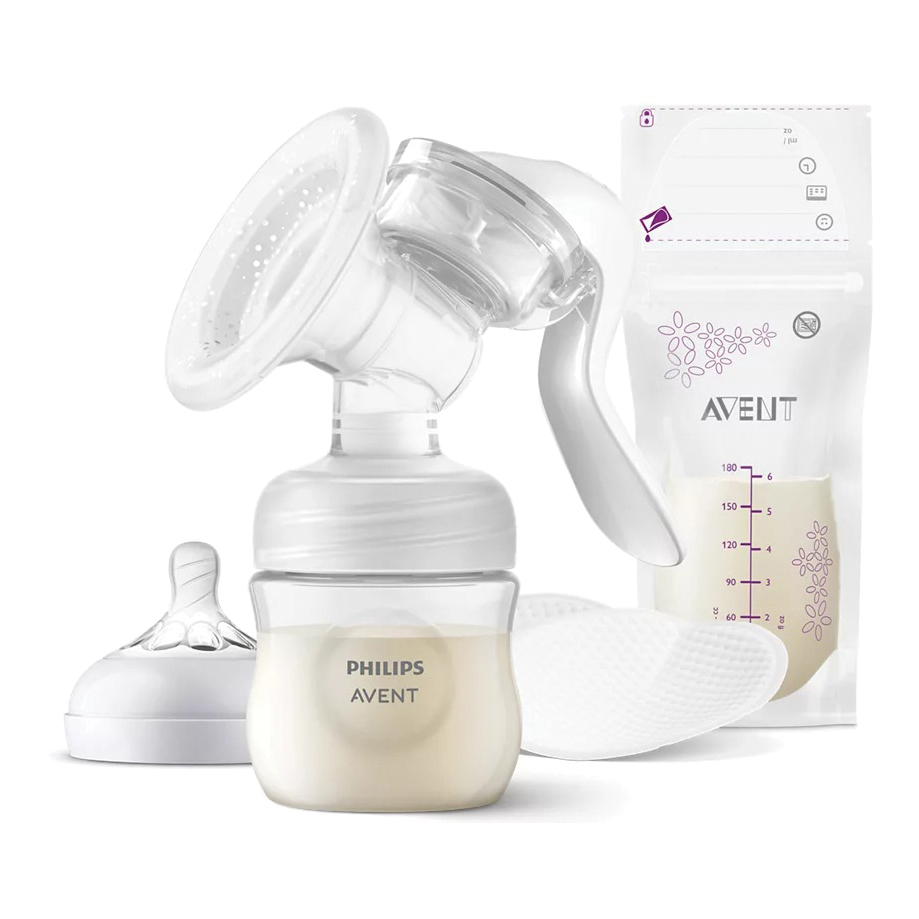 Avent tiralatte manuale natural + 4 coppette assorbilatte e 5 sacchetti conserva latte