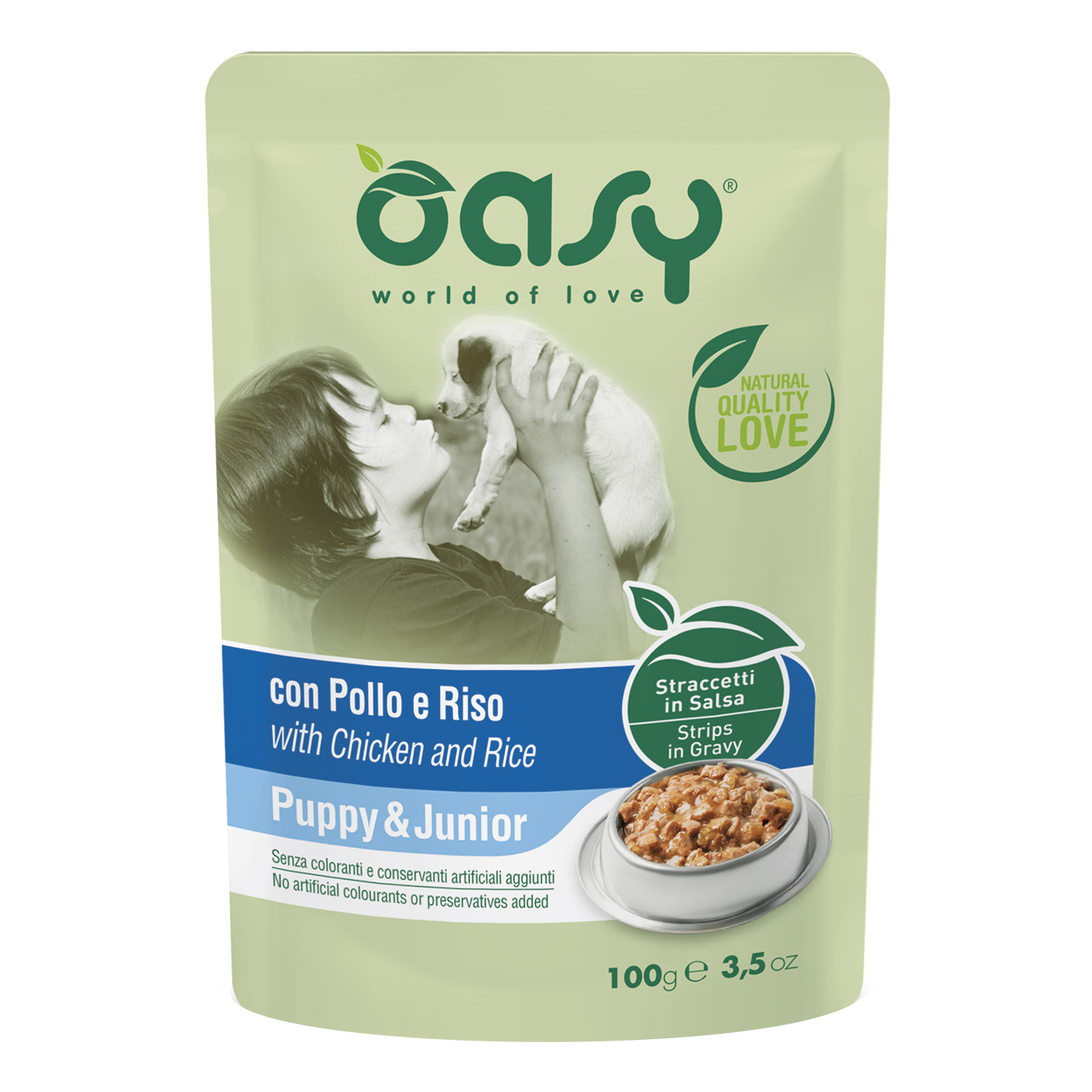 Oasy Cane Straccetti In Salsa Puppy Pollo & Riso 100 Gr