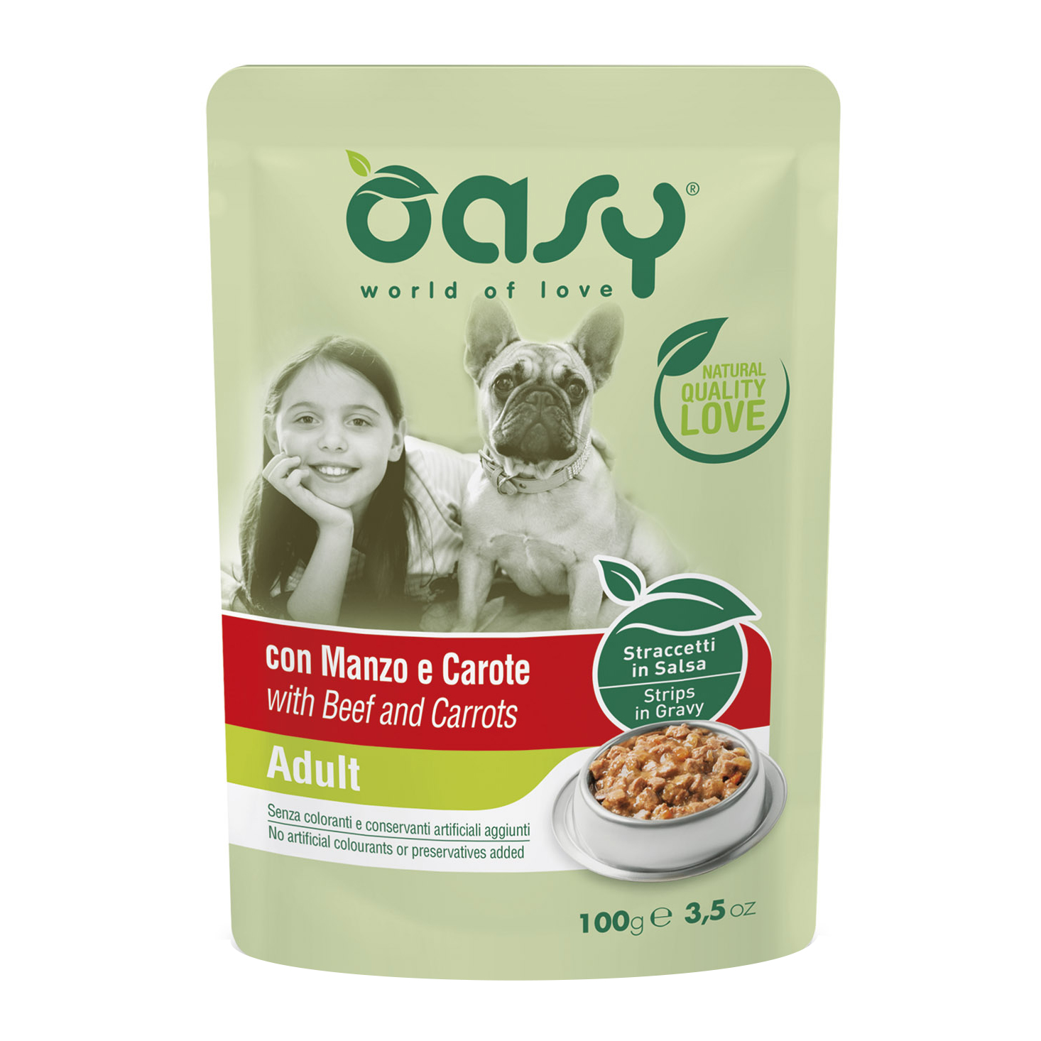 Oasy Cane Straccetti In Salsa Adulto Manzo & Carote 100 Gr