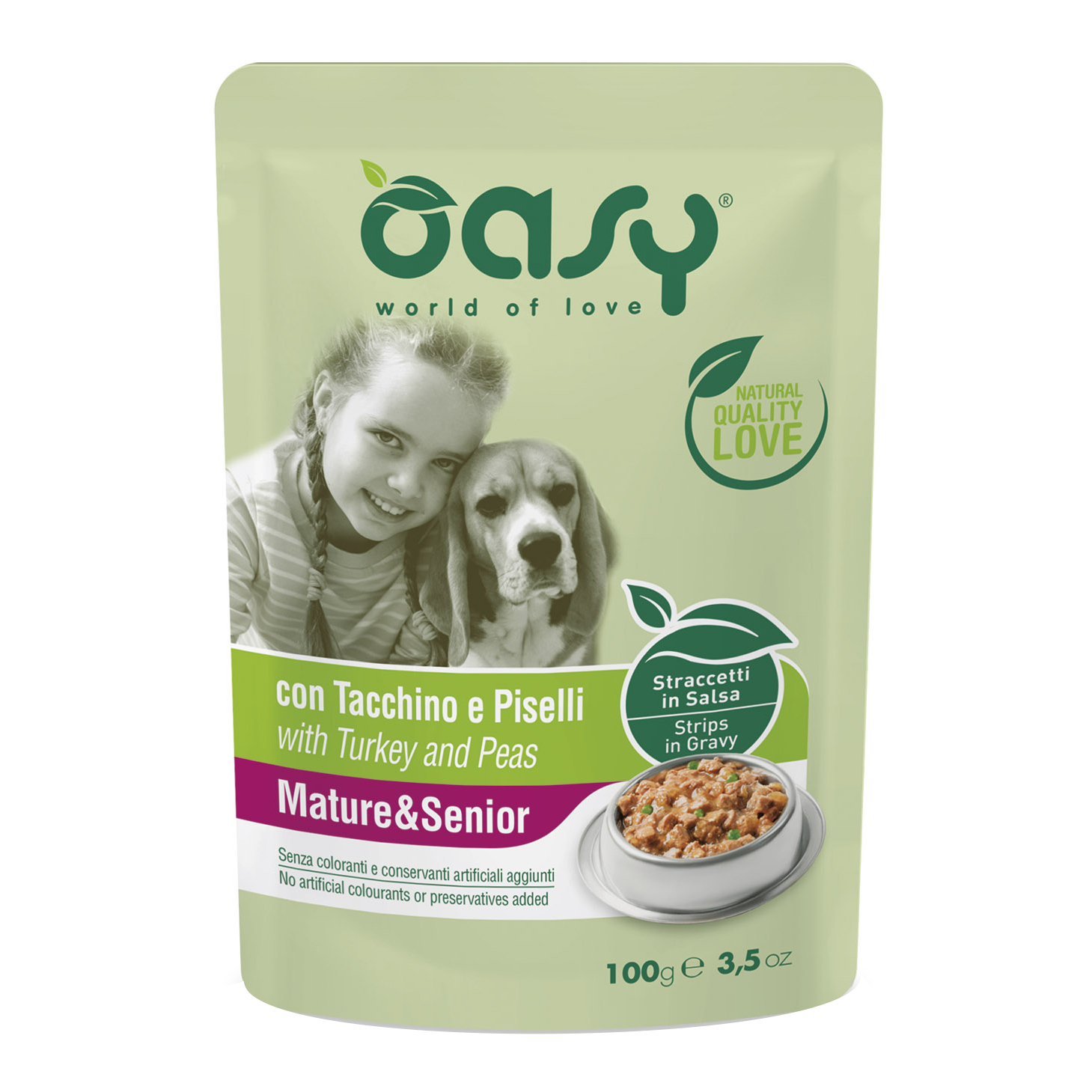 Oasy Cane Straccetti In Salsa Mature&Senior Tacchino & Piselli 100 Gr