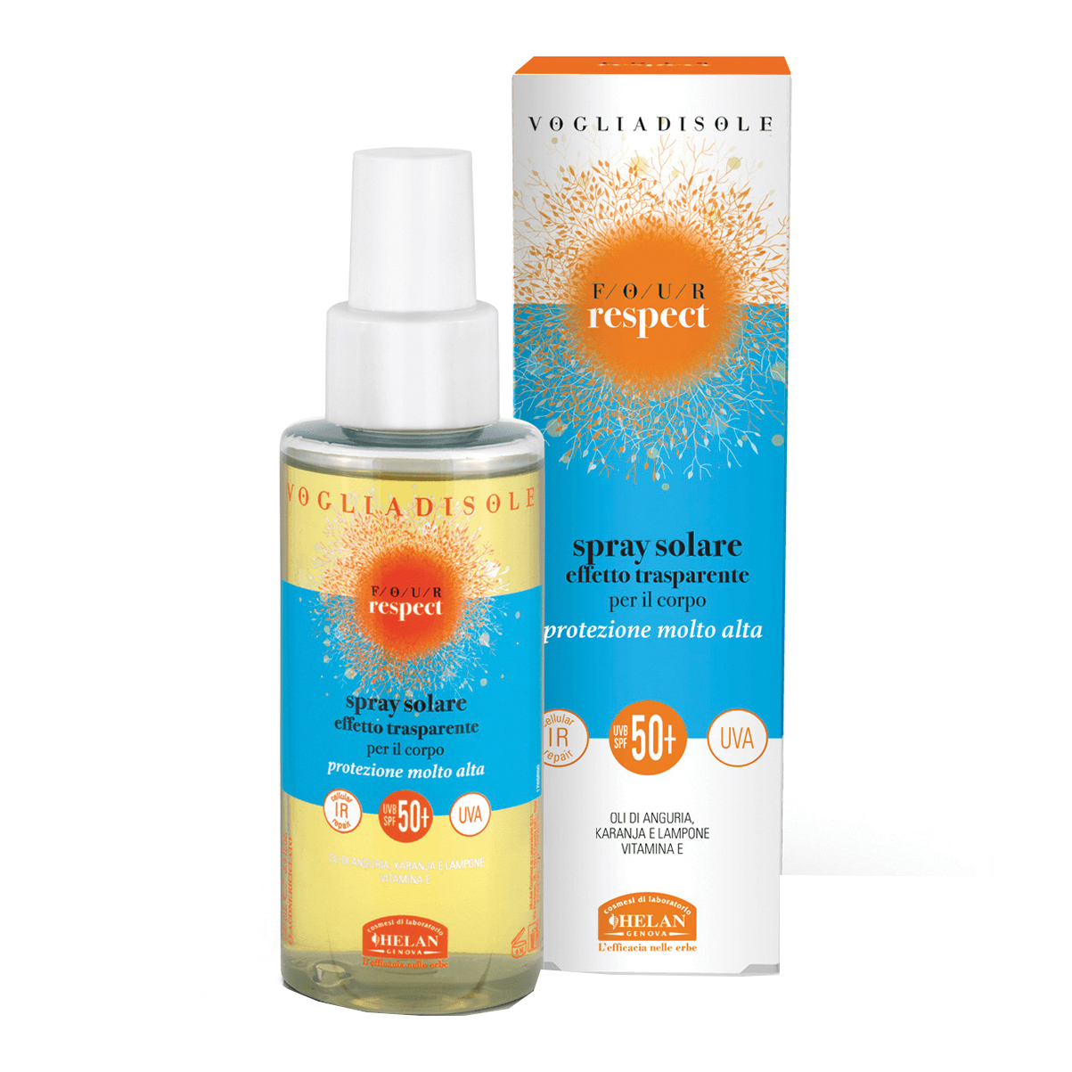 Helan spray solare trasparente corpo protezione alta spf50 150 ml