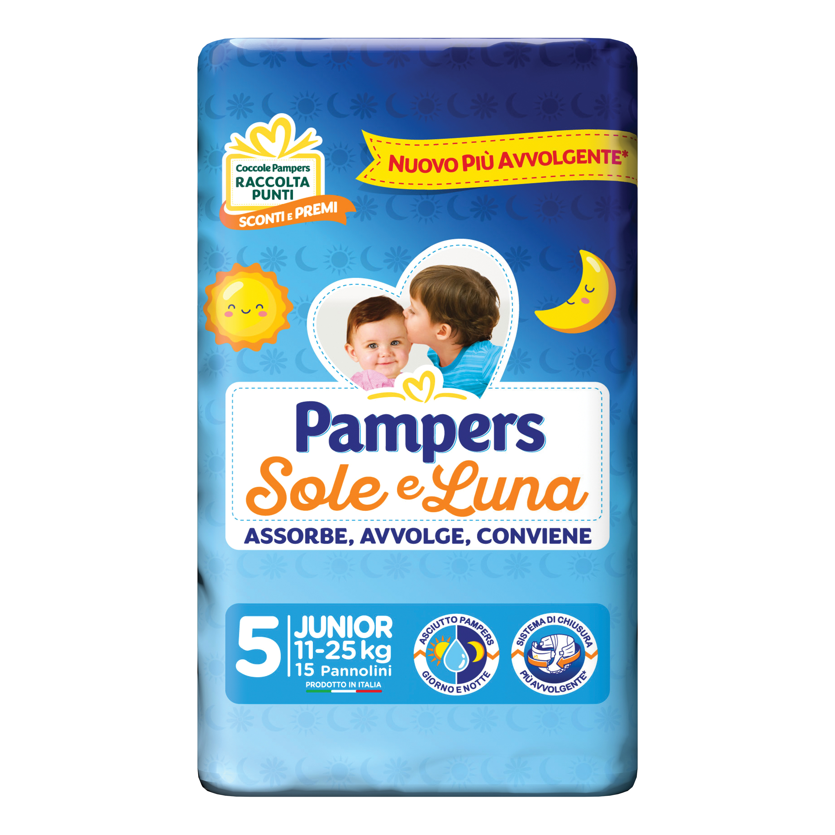 Pampers sole&amp;luna junior 15 pezzi