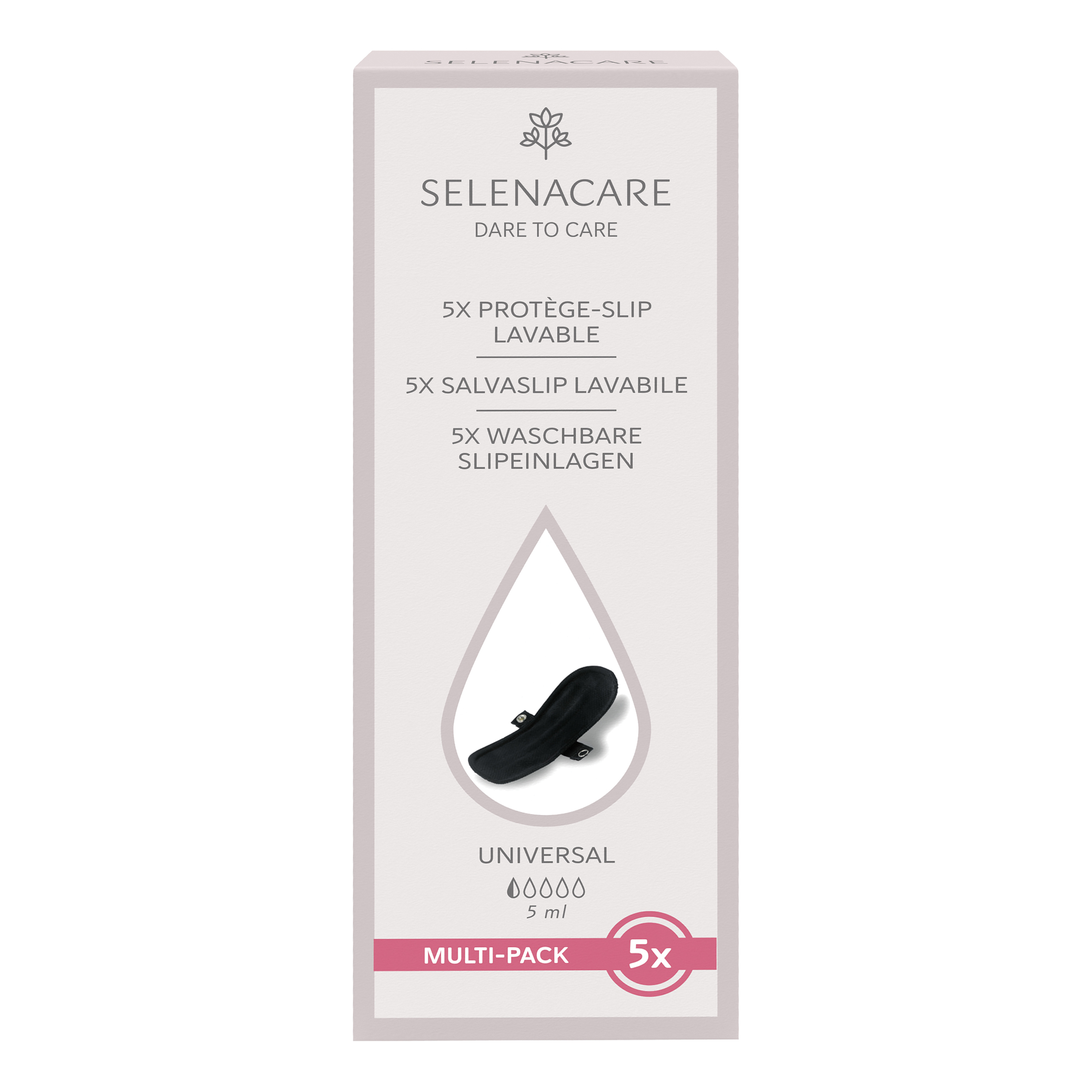 Selenacare salvaslip lavabile nero taglia unica 5 pezzi