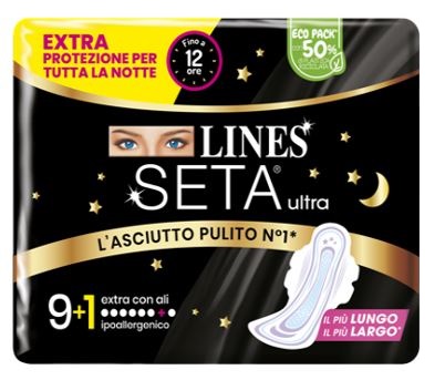 Lines seta ultra assorbenti extra notte carry pack pacco singolo 9+1 pezzi
