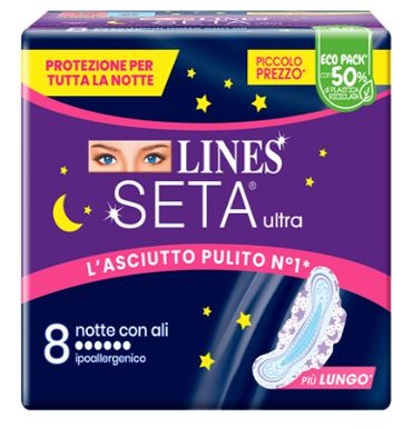 Lines Seta Ultra Assorbenti Notte 8 Pezzi