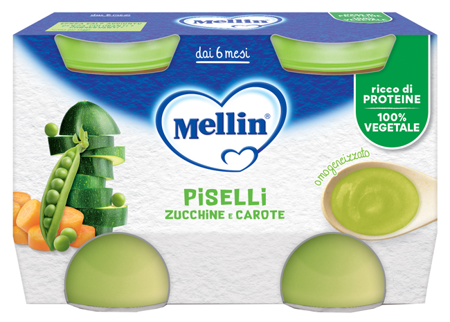 Mellin omogeneizzato piselli e carote 2 pezzi da 130 g