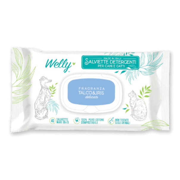 Welly salviette detergenti delicate talco &amp; iris 40 pezzi