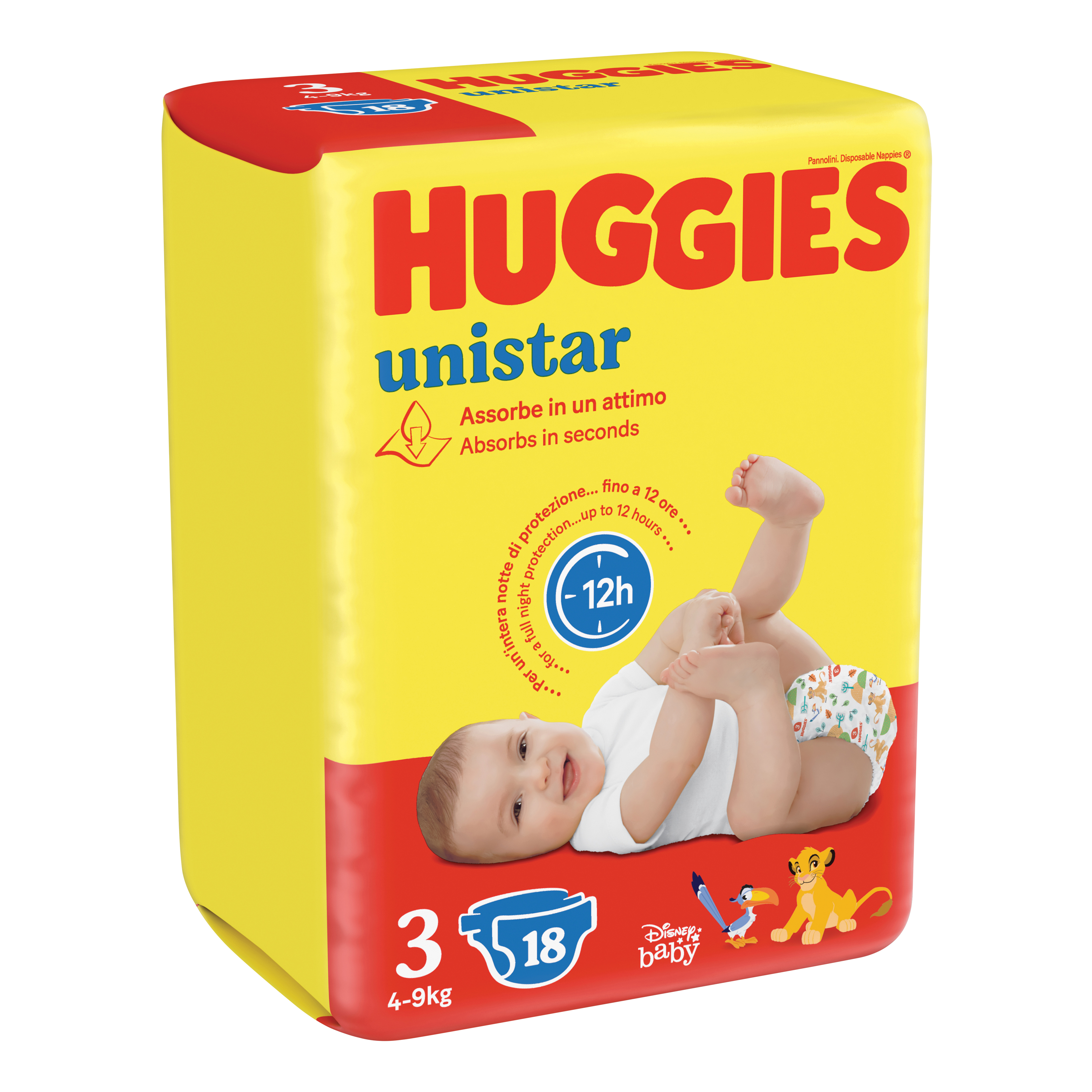 Huggies unistar base 3 pannolino da 18 pezzi