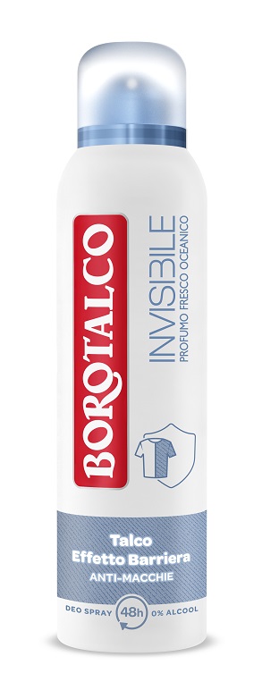 BOROTALCO - Invisible Profumo fresco oceanico - Deodorante Talco Effetto Barriera 150 ml Spray