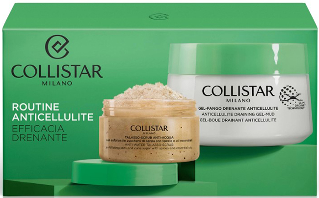 Collistar cofanetto routine:talasso scrub anti acqua 150 g + gel fango anticellulite 400 ml