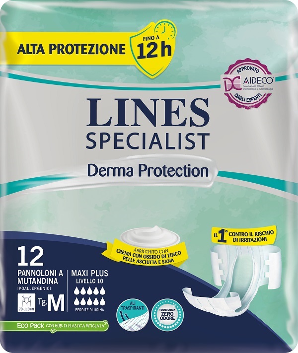 Lines Specialist Derma Protection pannolone mutandina maxi plus taglia m 12 pezzi
