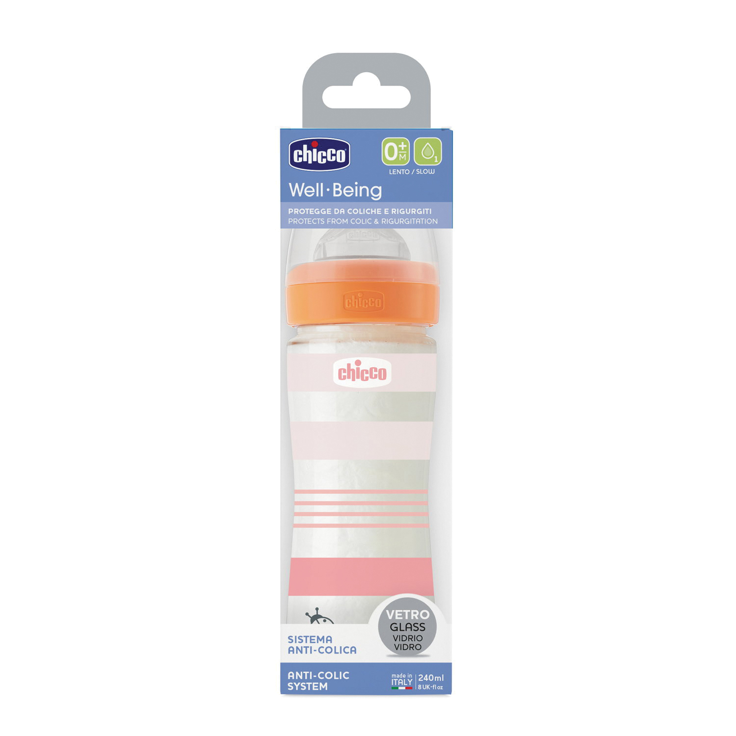 Chicco biberon wb vetro rosso da 240 ml le silicone