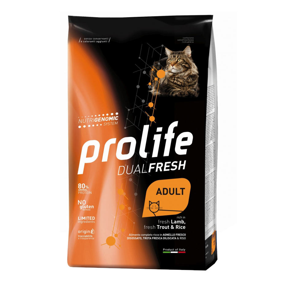 Prolife Gatto Dual Fresh Adulto Agnello, Trota &amp; Riso 1,5 Kg