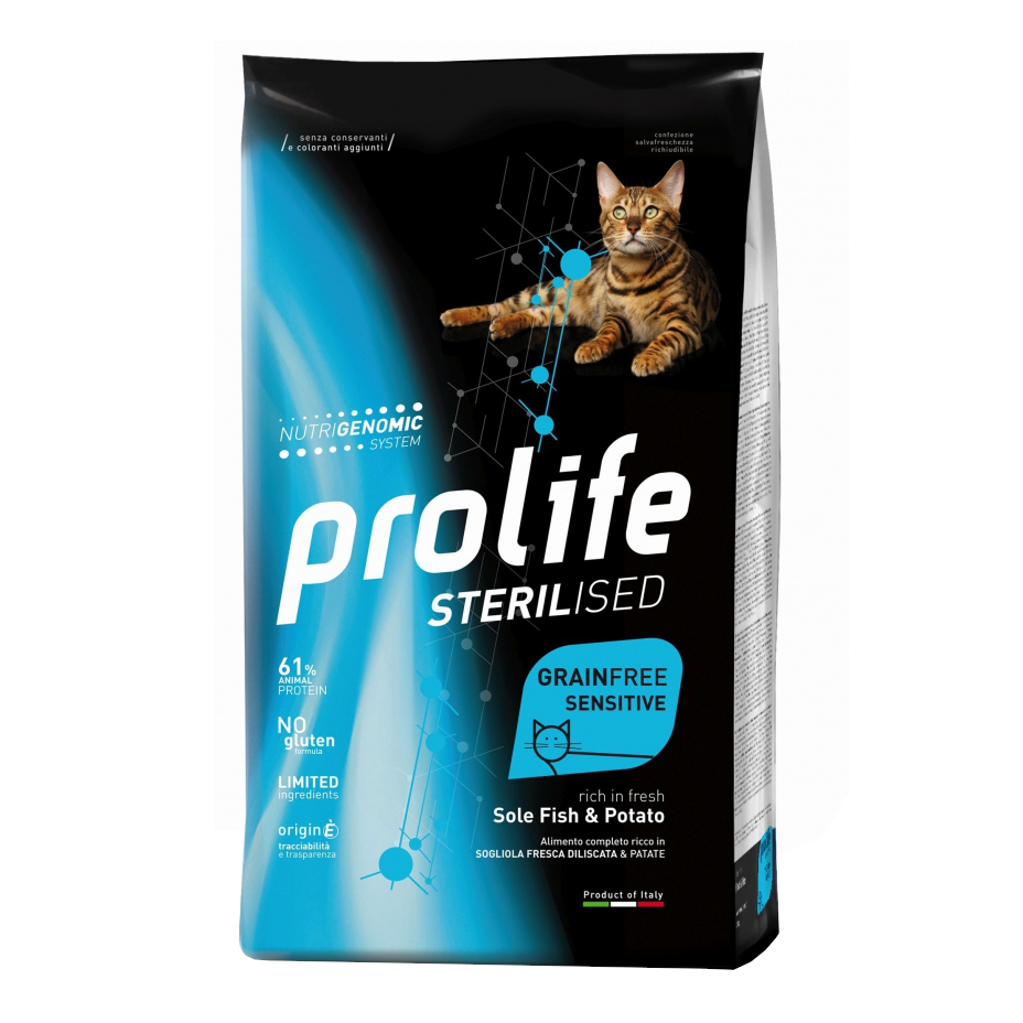 Prolife cat sterilised grain free sensitive adult sole fish &amp; potato 1,5 kg