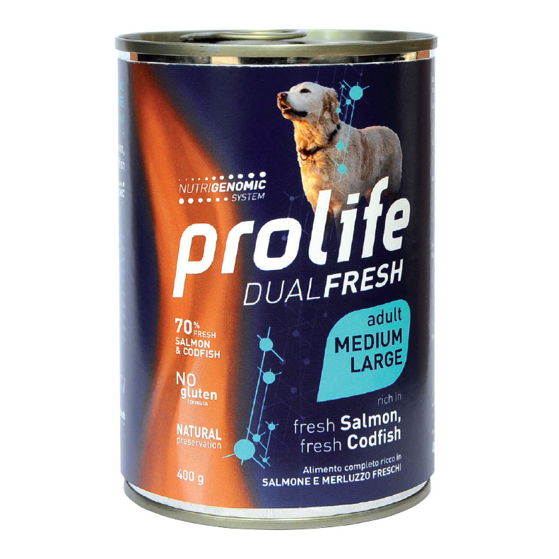 Prolife dog dual fresh adult salmon &amp; codfish medium/large 400 g
