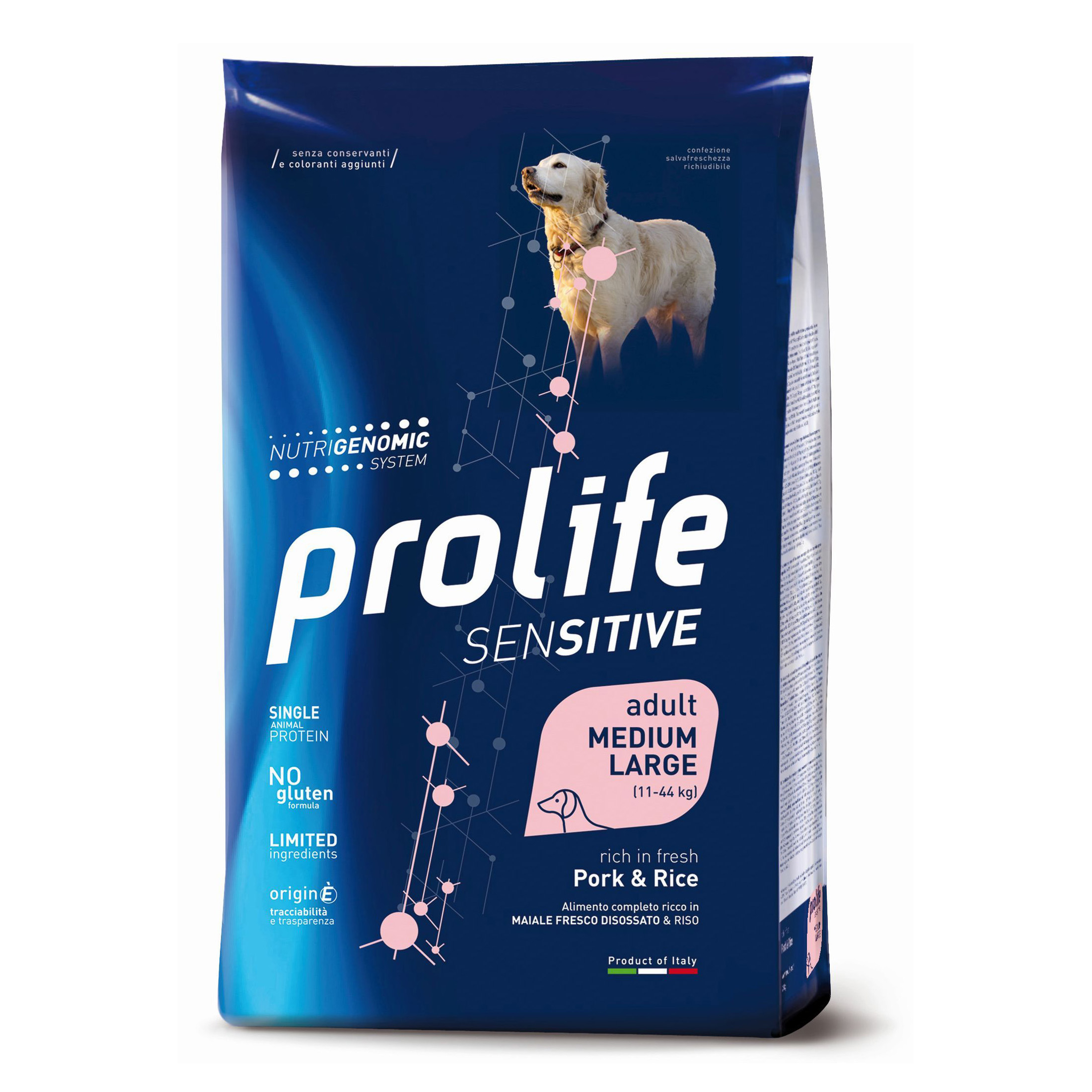 Prolife Cane Sensitive Adulto Medium&amp;Large Maiale &amp; Riso 10 Kg