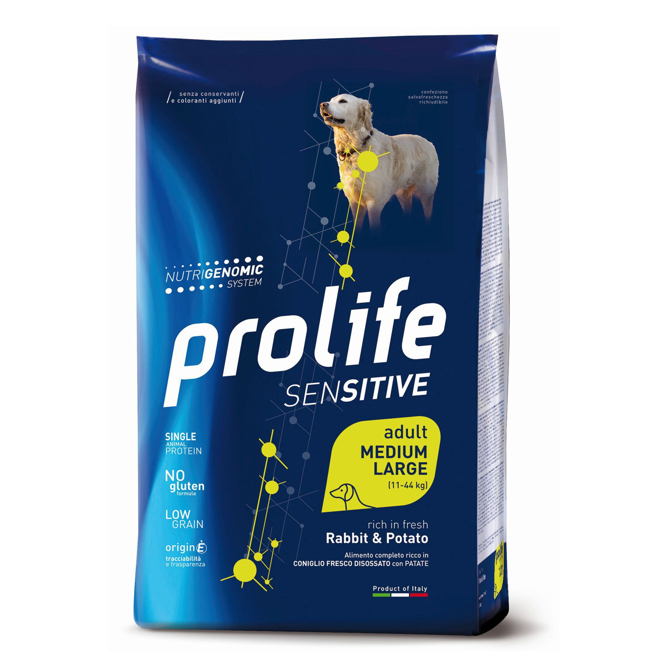 Prolife Cane Sensitive Adulto Medium&amp;Large Coniglio &amp; Patate 10 Kg