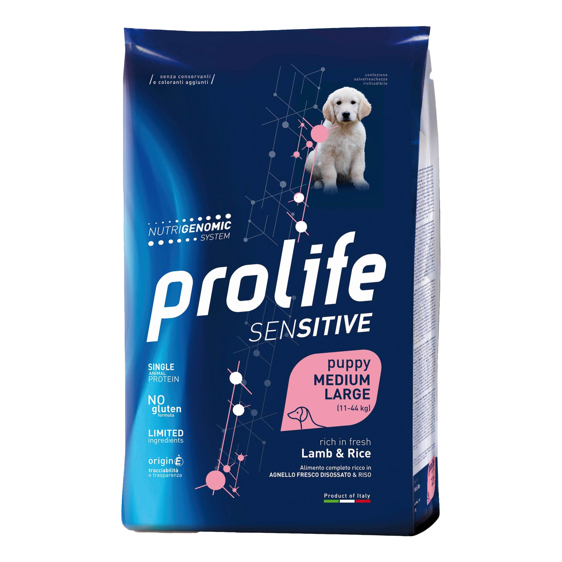 Prolife Cane Sensitive Puppy Medium&amp;Large Agnello &amp; Riso 10 Kg