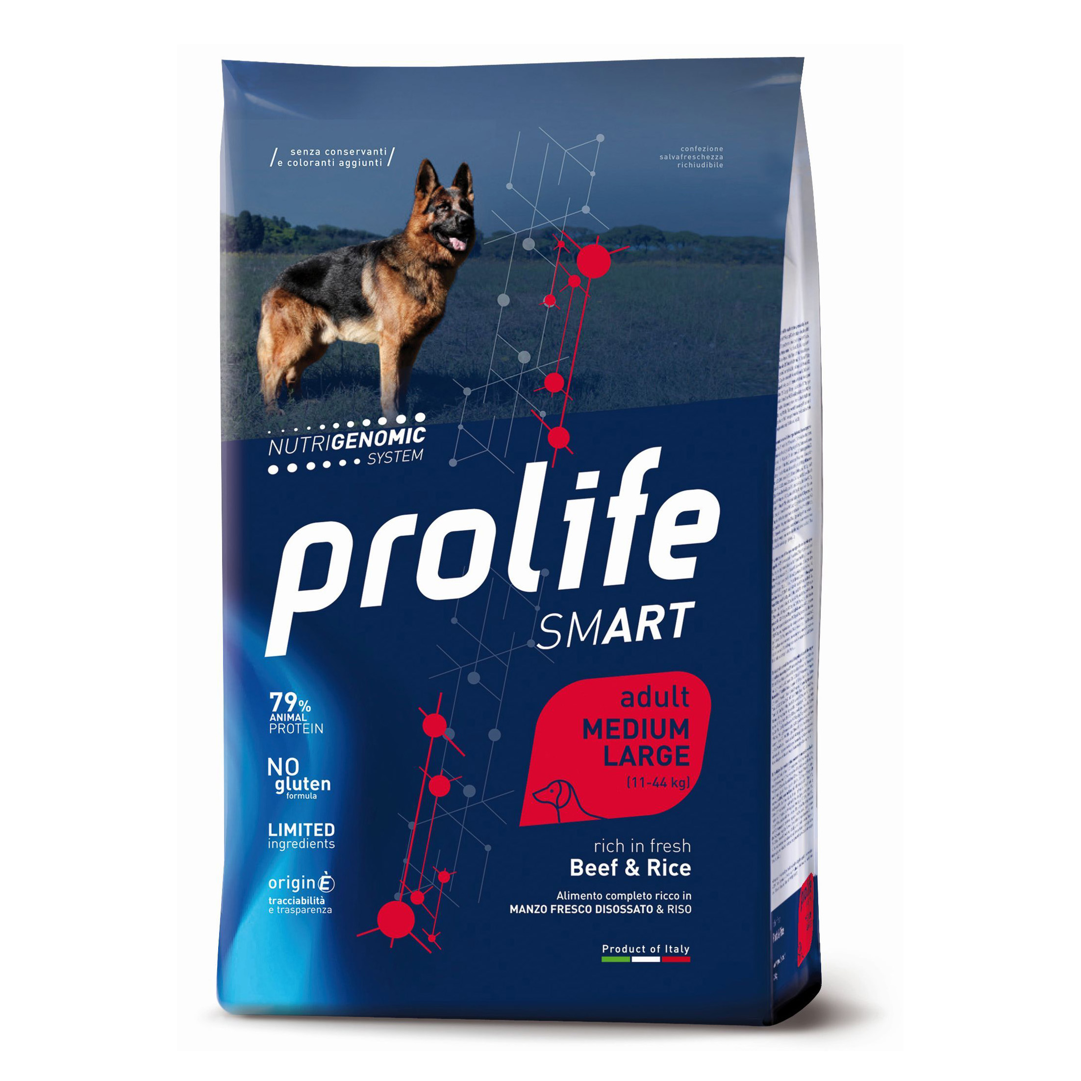 Prolife Cane Smart Adulto Medium&amp;Large Manzo &amp; Riso 12 Kg