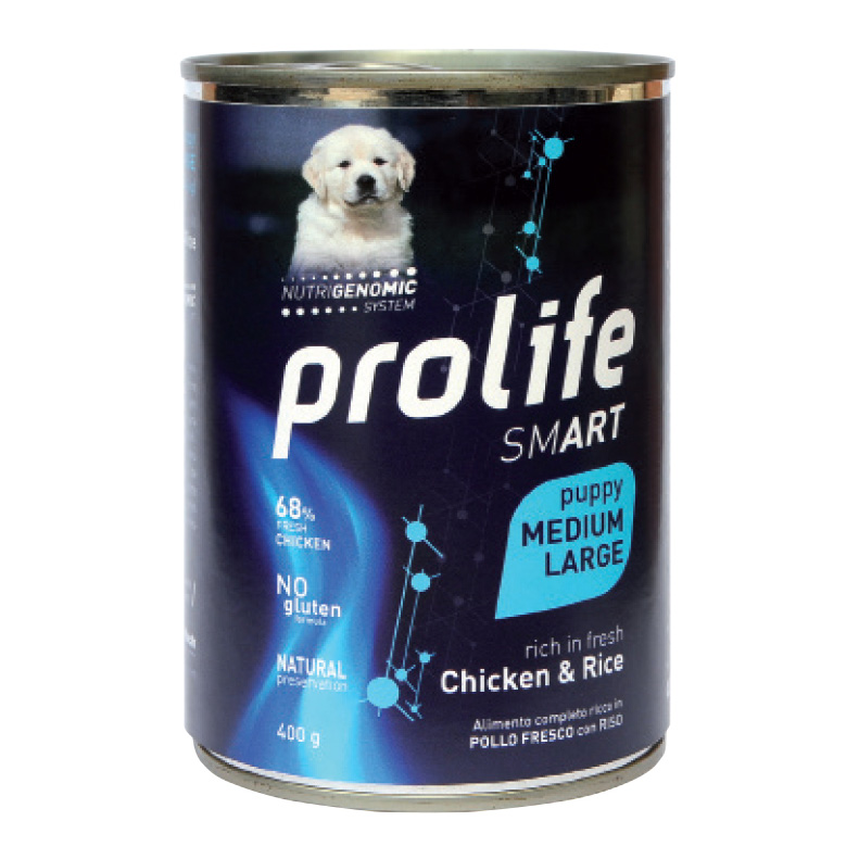 Prolife Cane Smart Puppy Medium&amp;Large Pollo &amp; Riso Lattina 400 Gr