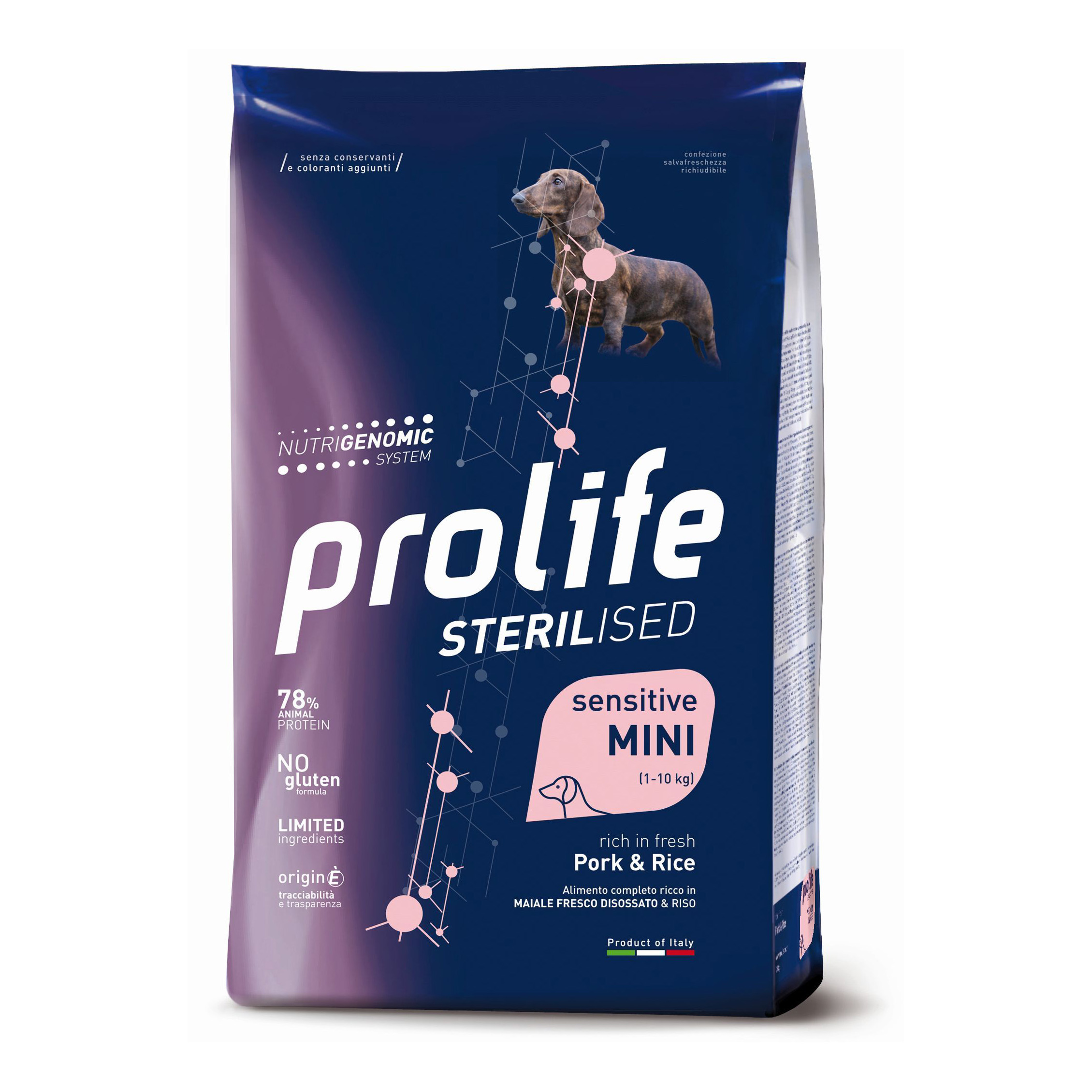 Prolife dog sterilised sensitive pork &amp; rice mini 600 g