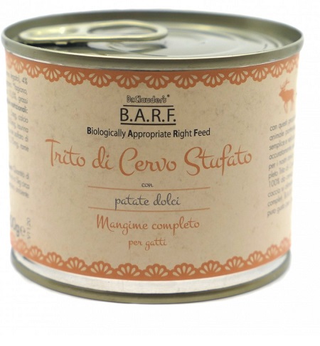 Barf mangime completo per gatto trito di cervo 200 g