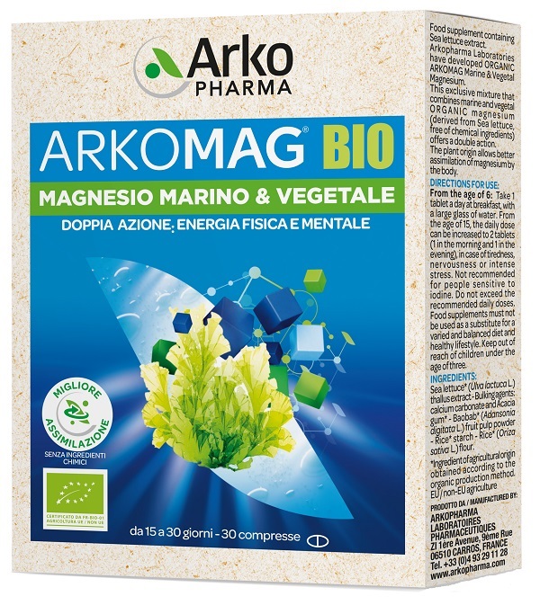 Arkopharma Arkomag Bio Integratore Magnesio Marino E Vegetale, 30 Compresse-image