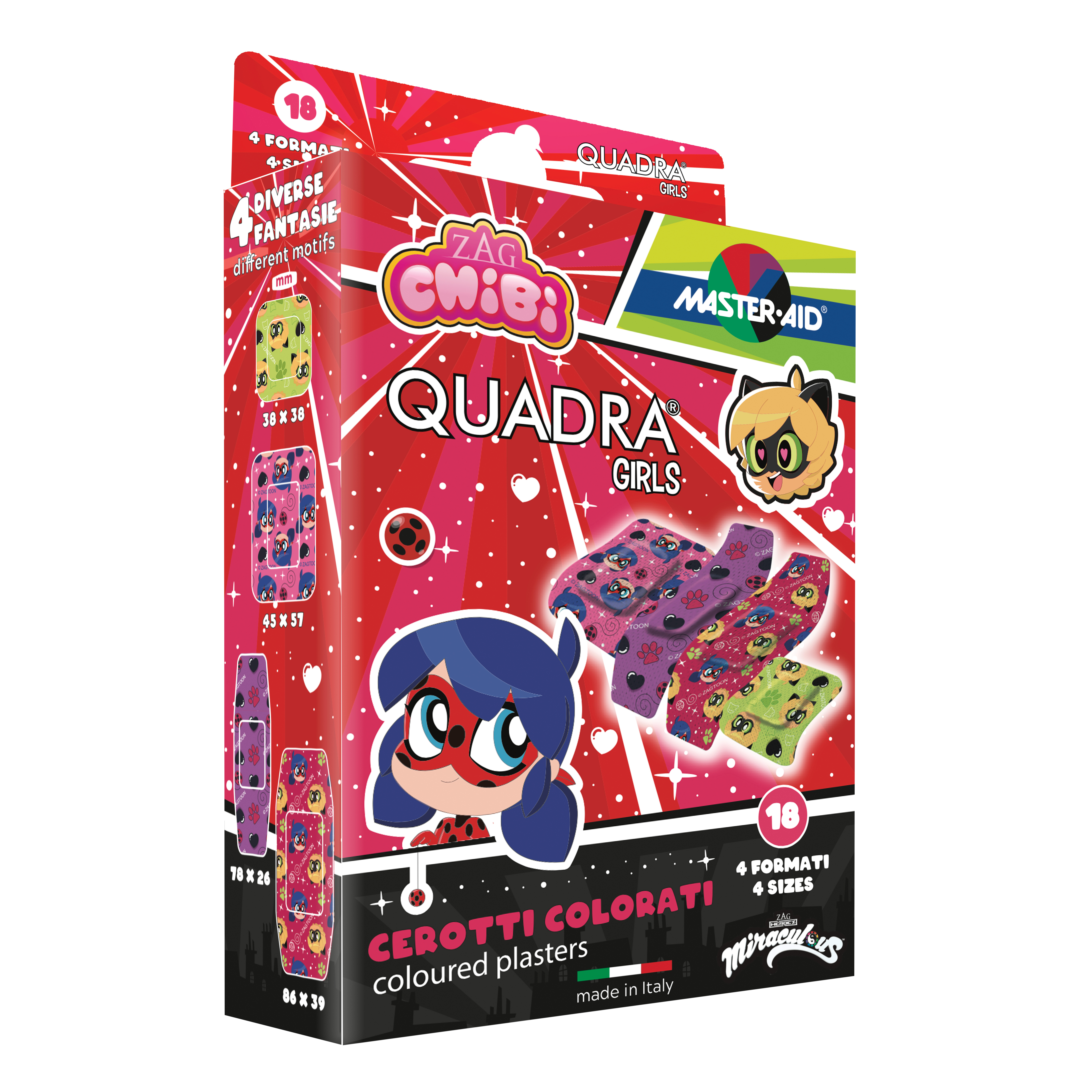 Cerotto master-aid quadra girls lady bug assortiti 18 pezzi