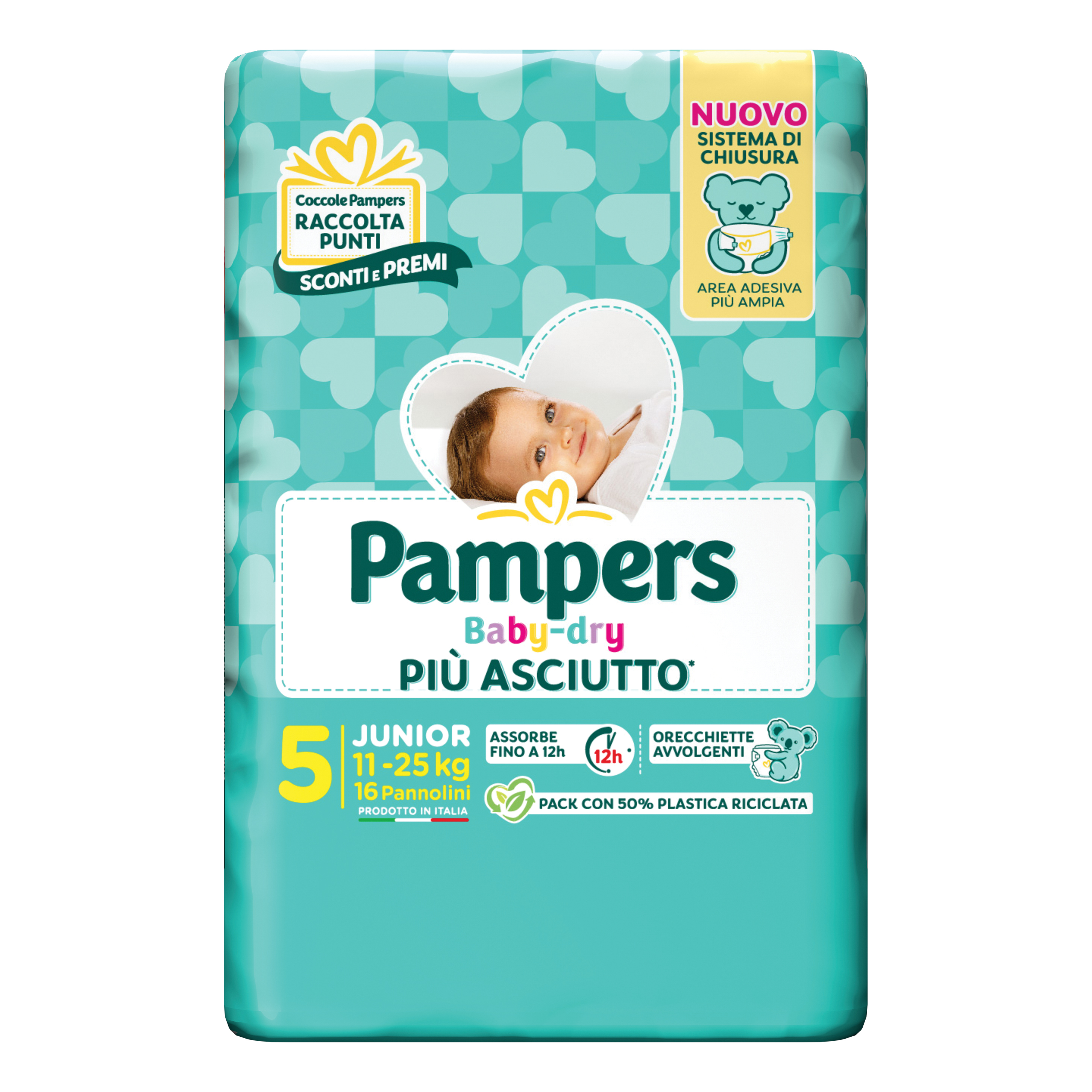 Pampers baby dry pannolino downcount junior 16 pezzi