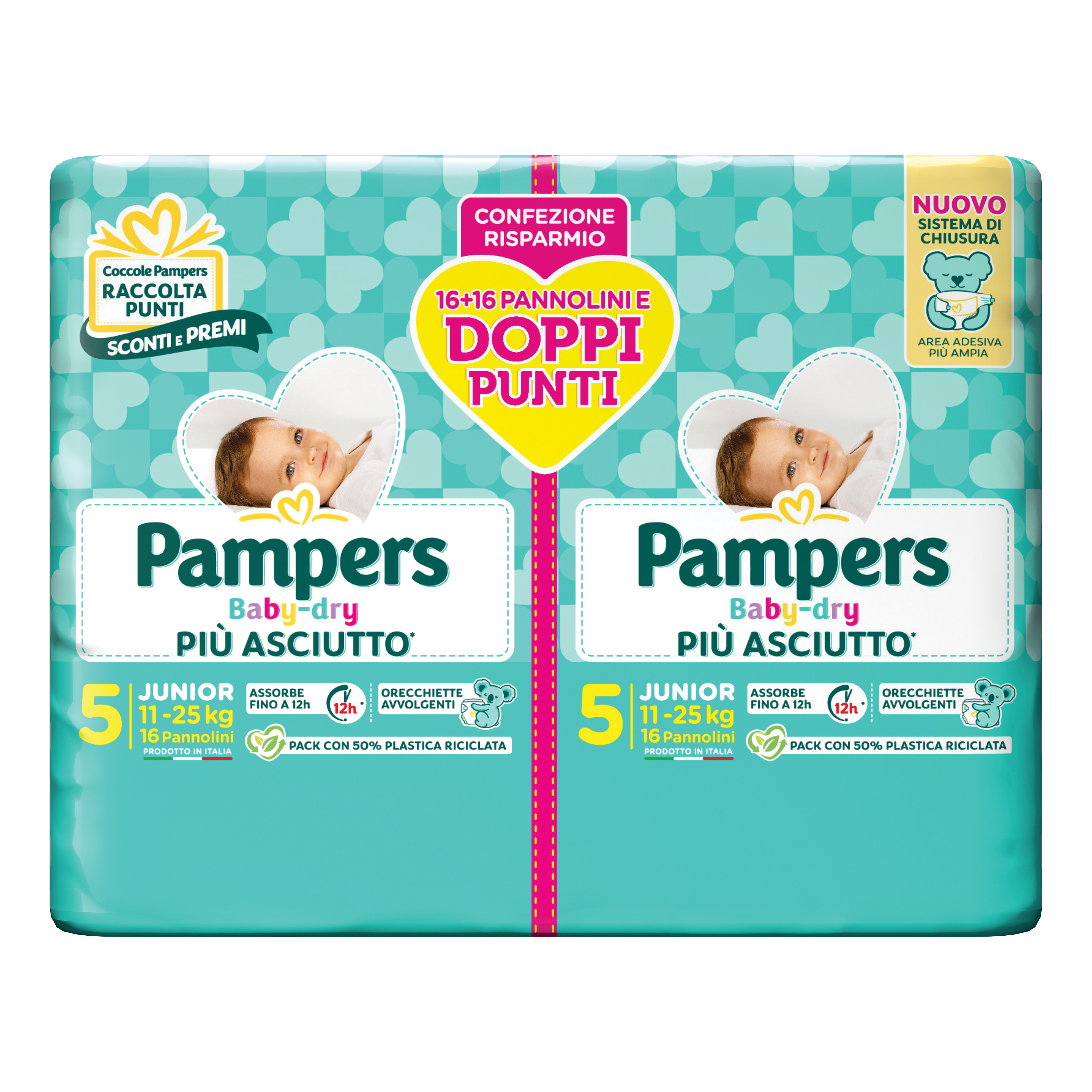 Pampers baby dry pannolino duo downcount junior 32 pezzi