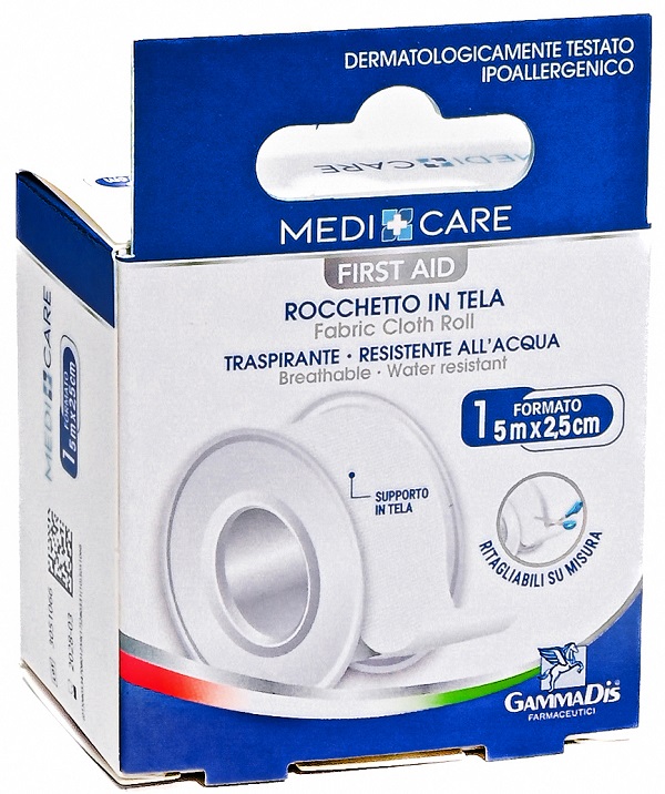 Cerotto in rocchetto medicare tela bianco plus 500x2,5 cm